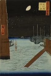 Lune sur les navires amarrés à l